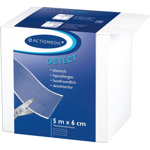ACTIOMEDIC&reg; DETECT + ELASTIC Wundschnellverband, 5 m x 6 cm