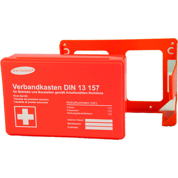 Industrial First-Aid Box MINI + incl. wall bracket, orange, DIN 13 157:2021