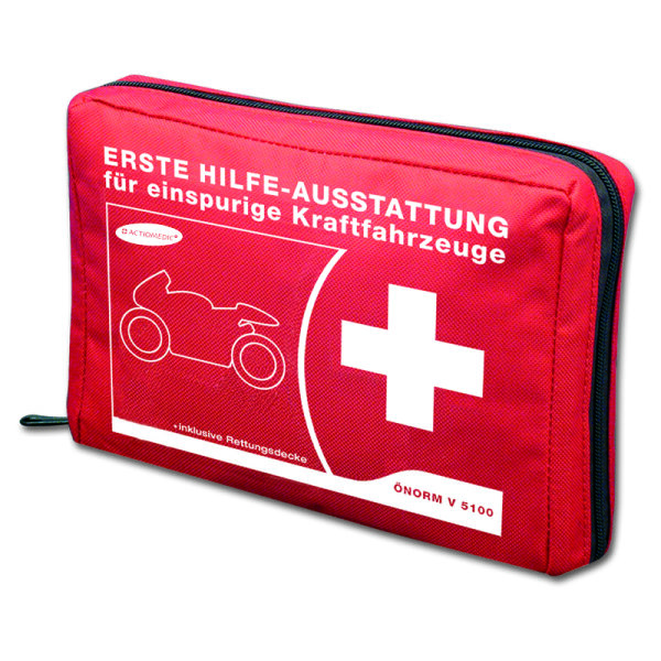 Motorrad-Verbandtasche mit &Ouml;NORM V5100, rot