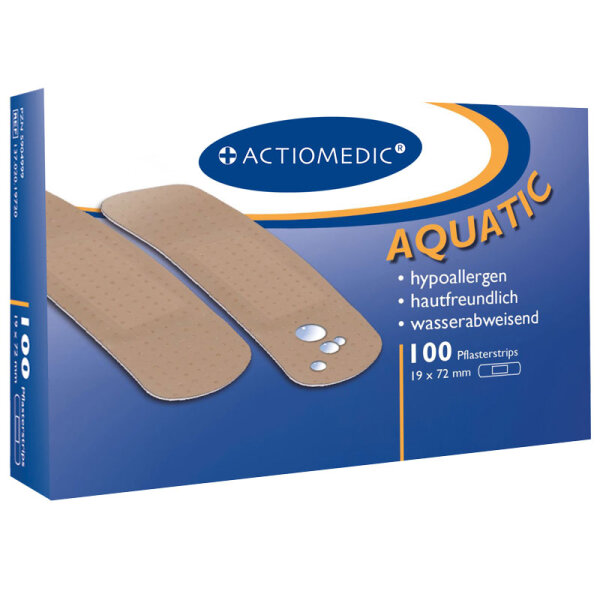 ACTIOMEDIC&reg; AQUATIC Pflasterstrips, 25 x 72 mm, Pack &agrave; 100 St&uuml;ck